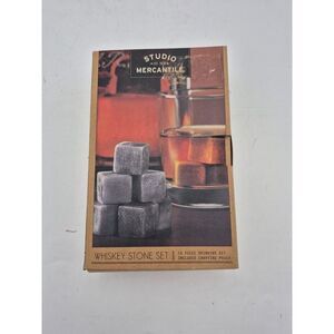 Studio Mercantile 10-Piece Whiskey Stone Set for Cocktails Travel Pouch NIB